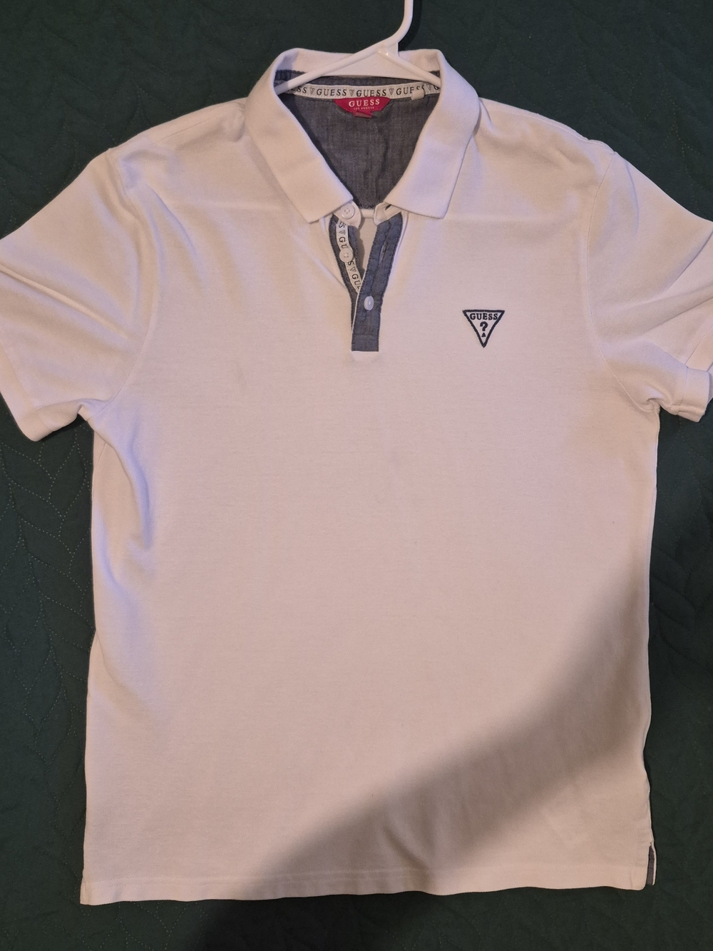 GUESS Men’s White Polo Shirt with Contrast Trim